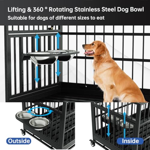 54 Inch Heavy Duty Dog Crate with Wheels for Large Dogs D47062