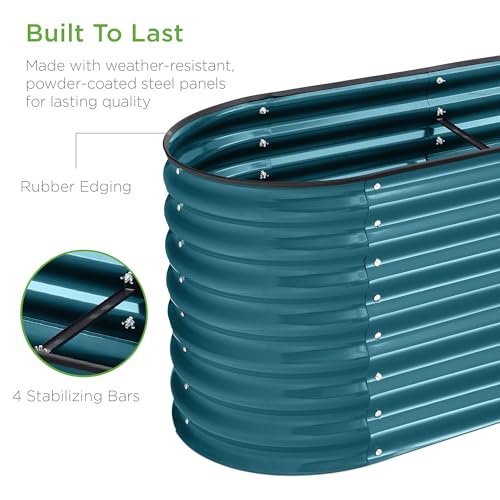 Best Choice Products 8x2x2ft Metal Raised Garden Bed Oval Planter Box for Vegetables, Herbs B5622