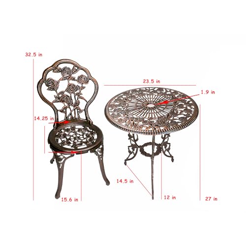 Oakland Living 3-Piece Rose Bistro Set with Cast Aluminum Table U718