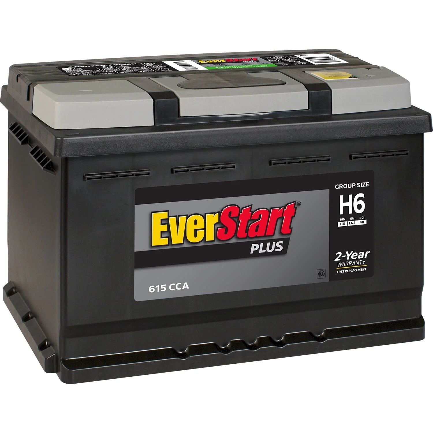 EverStart Plus Lead Acid Automotive Battery, Group Size H6 / LN3 / 48 12 Volt, 615 CCA