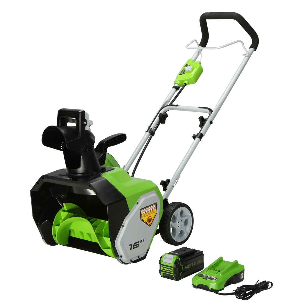 Greenworks 40V 16 Cordless Snow Thrower with 5Ah USB Battery and Charger
