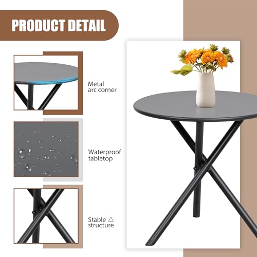 Shintenchi 3 Piece Outdoor Rocking Bistro Set with Table, Black R7367