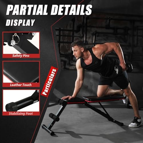 Adjustable Weight Bench for Home Gym, 800 LB Incline Decline Strength Training R306107