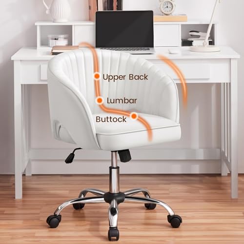 Yaheetech Velvet Vanity Chair with Wheels for Bedroom Cream U9976