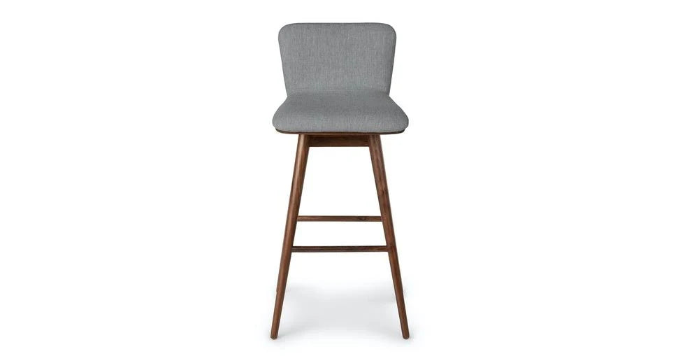 Swivel Bar Stool, Gray Fabric, Walnut Legs by Article Sede D596