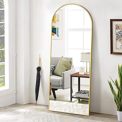 BEAUTYPEAK 65"x24" Arched Full Length Floor Mirror, Black D361