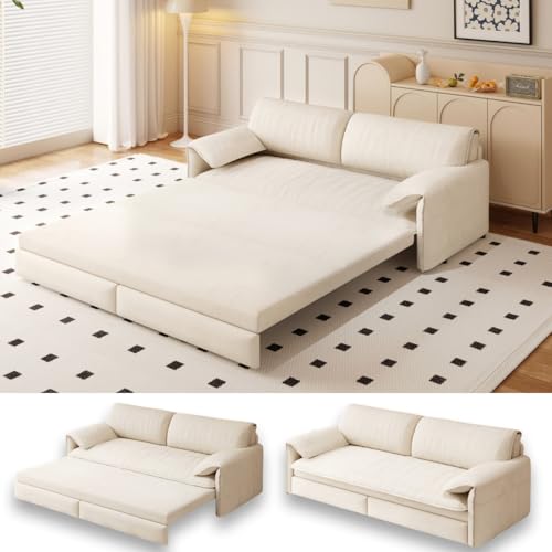 Queen Size Futon Sofa Bed with 2 Pillows, Blue V9731
