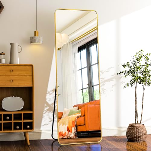 HARRITPURE 56" x 21" Rounded Full Length Floor Mirror with Aluminum Frame I85546