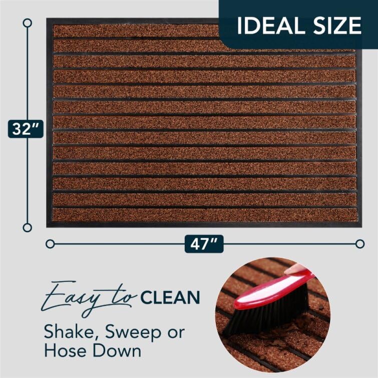 ubdyo Extra Durable Door Mat Non-Slip Outdoor Entrance 30" x 17" Bright Brown W5648