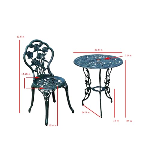Oakland Living 3-Piece Rose Bistro Set with Cast Aluminum Table U718