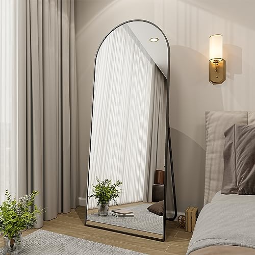 BEAUTYPEAK 65"x24" Arched Full Length Floor Mirror, Black D361