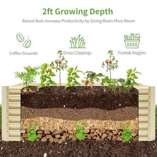 Land Guard 8×4×2 ft Galvanized Raised Garden Bed Kit for Vegetables D685
