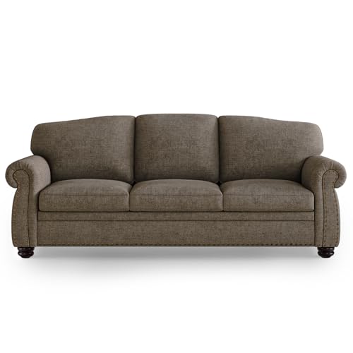 90 Inch Nailhead Trim Chenille Sofa for Living Room, Beige L968714