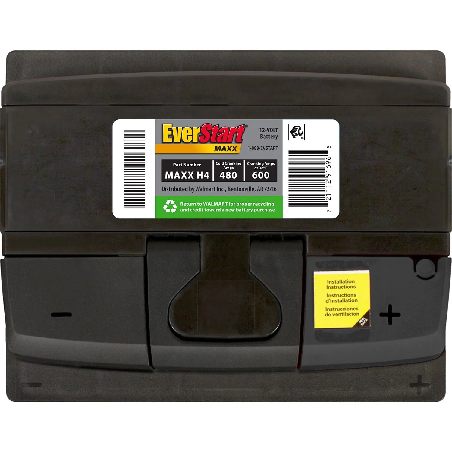 EverStart Maxx Lead Acid Automotive Battery Group H4 12V 480 CCA X439