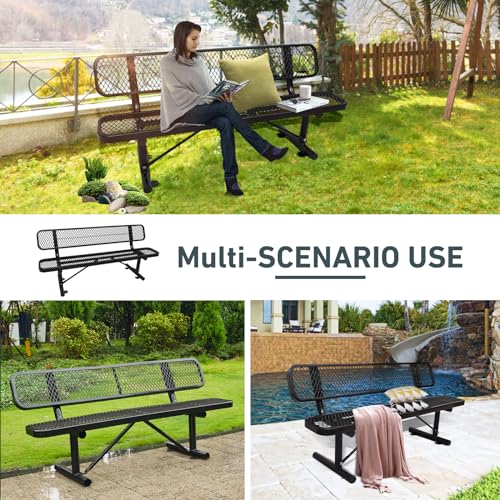 Heavy Duty Outdoor Metal Park Bench with Backrest for Garden Patio Yard K713