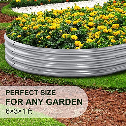 Land Guard Galvanized Raised Garden Bed Kit, Oval Large Metal Planter Box U192
