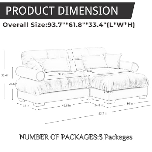130" Modular Sectional Sofa with Movable Ottoman, Velvet Upholstered, Green Y4976