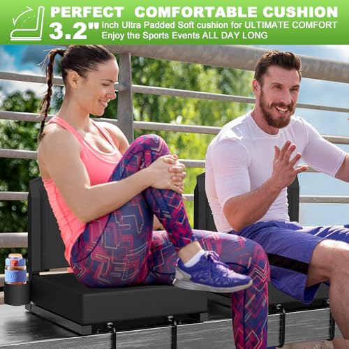 Stadium Seat with Back Support, Portable Bleacher Seat, Black V308