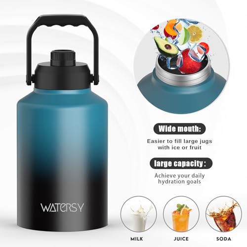 128oz Insulated Stainless Steel Water Bottle with Handle, Black W803