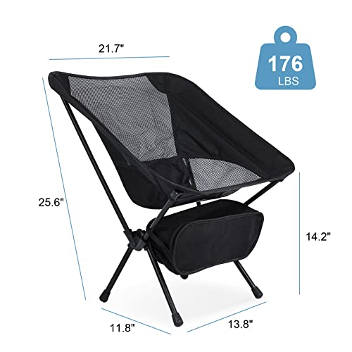 YSSOA Removable Footrest Reclining Camping Chair, Black J500901
