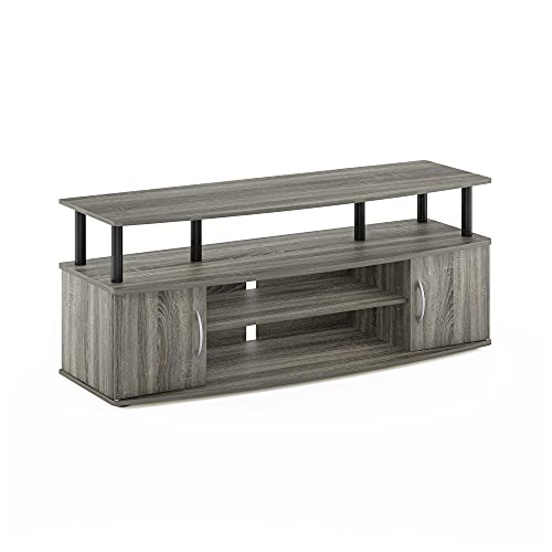 Furinno JAYA Large Entertainment Stand for TV Up to 55 Inch, French Oak Grey/Black V100781
