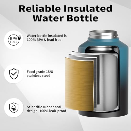 128oz Insulated Stainless Steel Water Bottle with Handle, Black W803