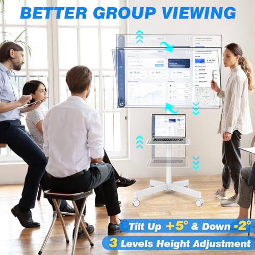 Rfiver Mobile TV Cart for 23-60 Inch LCD LED Flat Panel Curved Screen TVs, Height Adjustable Rolling Stand, Max VESA 400x400mm N1572