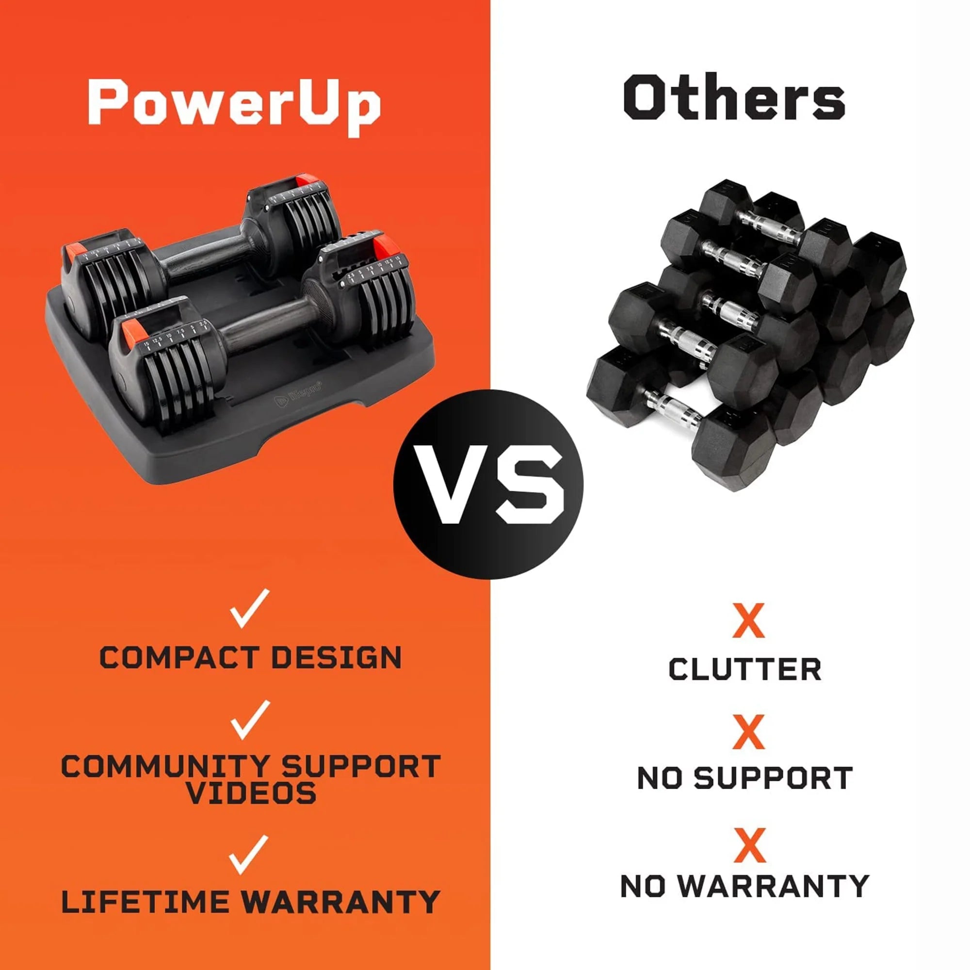 Lifepro PowerUp 15 lb Adjustable Dumbbells Set for Home Gym A725797
