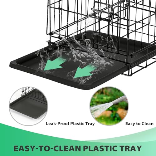 BestPet 42 Inch Folding Metal Wire Dog Crate with Double-Door and Removable Tray O49217