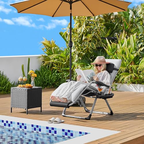 Yaheetech Zero Gravity Chair Folding Recliner with Removable Pad and Headrest, Gray Q7795