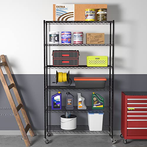 4 Tier NSF Wire Shelving Unit Heavy Duty Steel Storage Rack, Black X19089