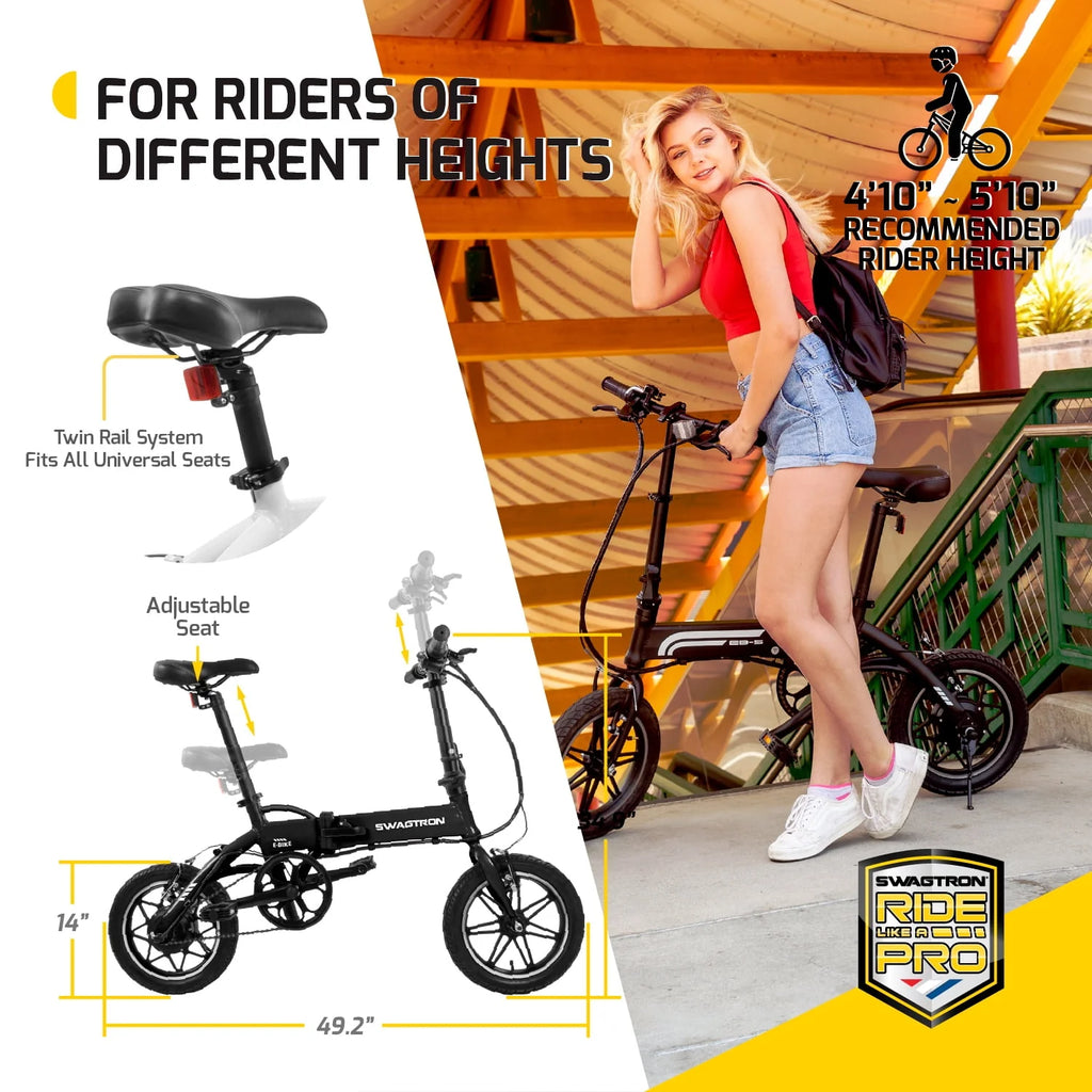 Swagtron Swagcycle EB5 Pro Plus Folding Electric Bike with Pedals T62291