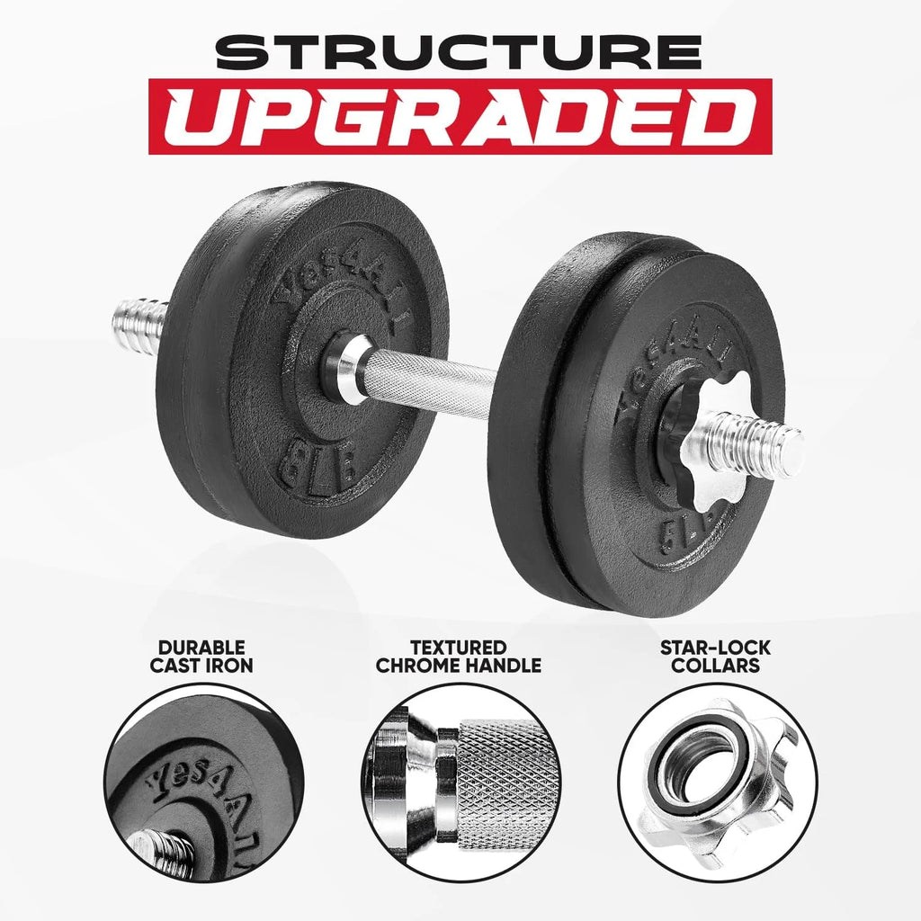 Yes4All 60 lbs Adjustable Dumbbell Set, Cast Iron Pair G3731