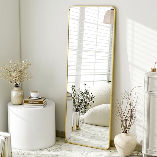 HARRITPURE 56" x 21" Rounded Full Length Floor Mirror with Aluminum Frame I85546