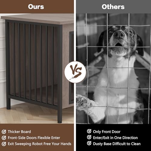 EasyCom XL Wooden Dog Crate Furniture for Medium and Large Breeds, 2 Doors A673