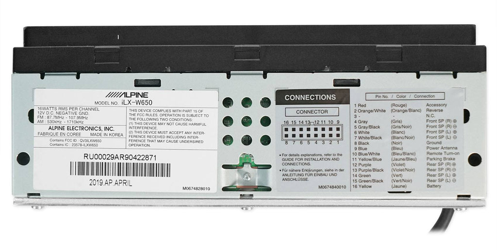 Alpine iLX-W650 CarPlay Receiver with KTA-450 Power Pack Z790298