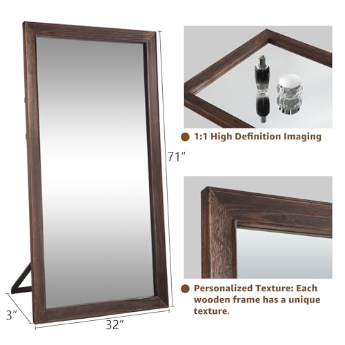 MELOMOIR Rustic Farmhouse Full Length Mirror 64"x21" Wood Frame Floor Mirror U91698