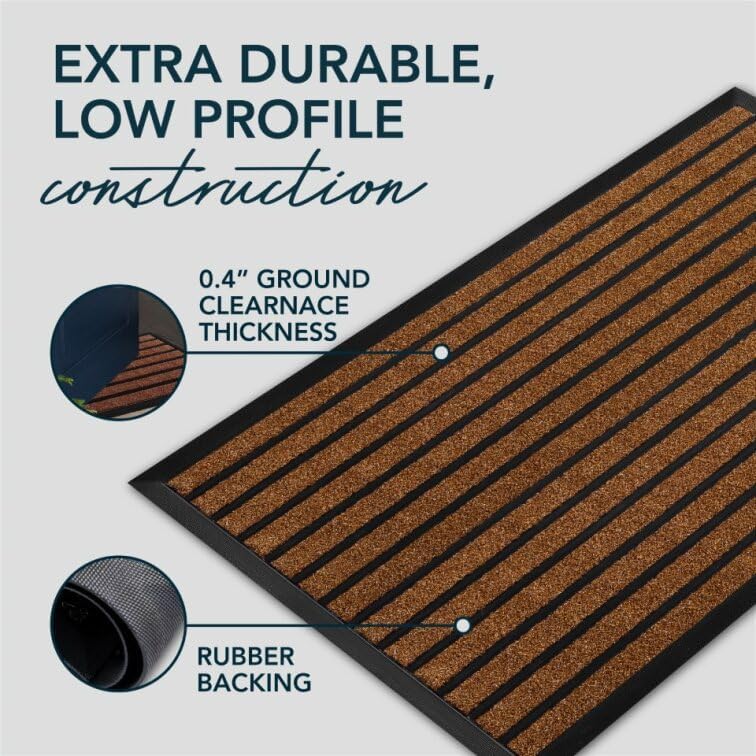 ubdyo Extra Durable Door Mat Non-Slip Outdoor Entrance 30" x 17" Bright Brown W5648