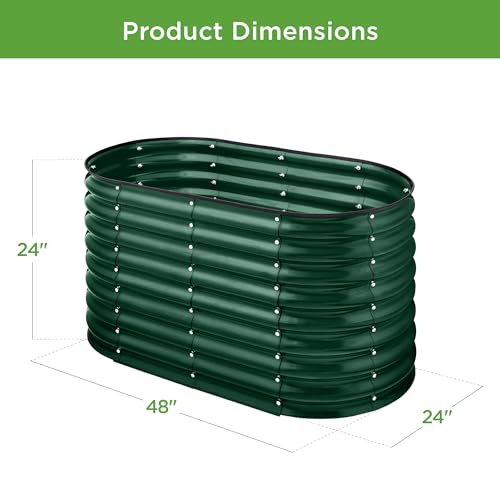 Best Choice Products 8x2x2ft Metal Raised Garden Bed Oval Planter Box for Vegetables, Herbs B5622