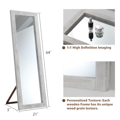 MELOMOIR Rustic Farmhouse Full Length Mirror 64"x21" Wood Frame Floor Mirror U91698