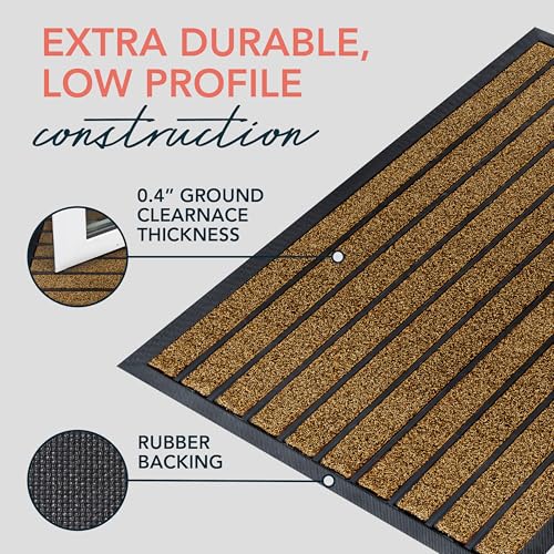 ubdyo Extra Durable Door Mat Non-Slip Outdoor Entrance 30" x 17" Bright Brown W5648