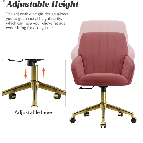 Velvet Home Office Chair with Gold Base, Swivel Desk Chair with Wheels (Cream) Z435471