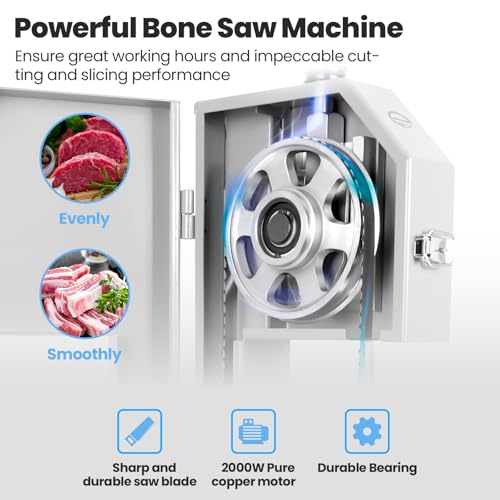 1000W Electric Bone Saw Machine with Stainless Steel Worktable, Commercial Bandsaw for Meat V657