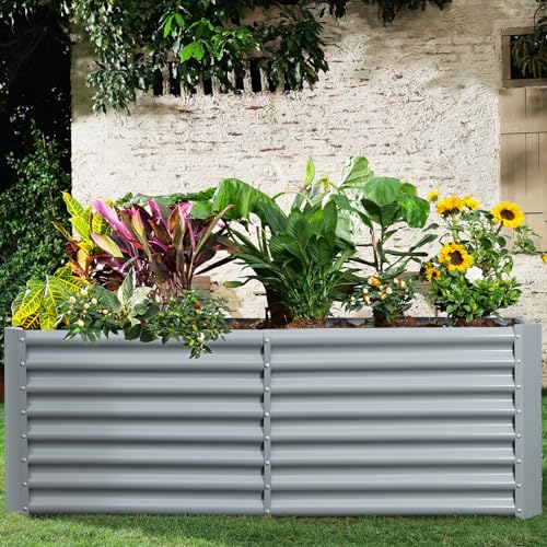 Land Guard 8×4×2 ft Galvanized Raised Garden Bed Kit for Vegetables D685