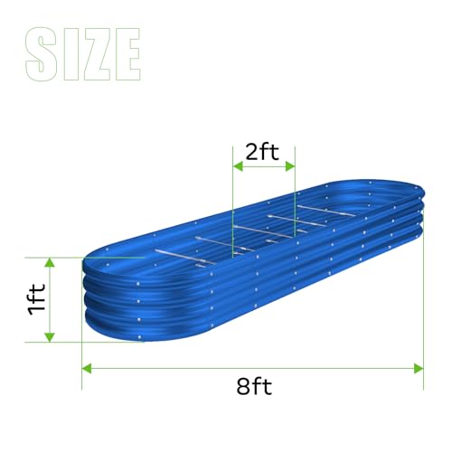 Land Guard 8ft Galvanized Raised Garden Bed Kit, Oval Metal Outdoor Planter Box, Silver D8675