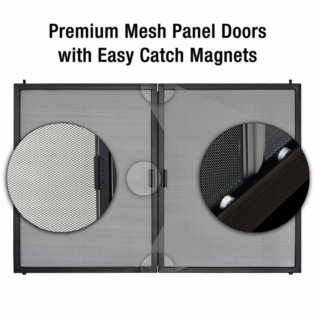 Pleasant Hearth Easton Black Fireplace Glass Firescreen Doors Medium O614