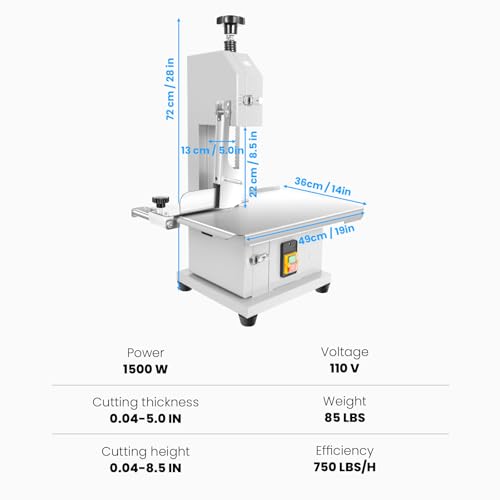 1500W Commercial Bandsaw Machine, Stainless Steel Worktable, Frozen Meat Cutter Y297707