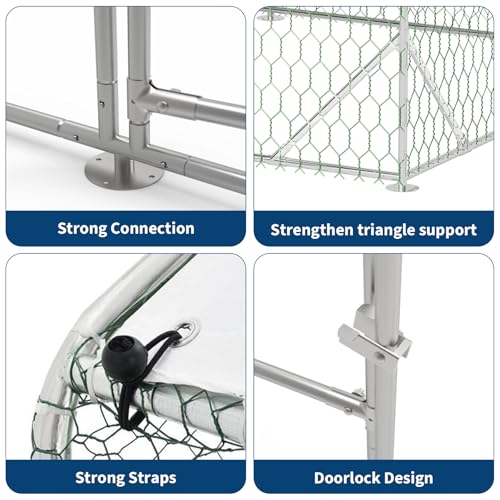 Large Metal Chicken Coop Walk-in Poultry Cage with Waterproof Cover, Double Lockable Doors X5588
