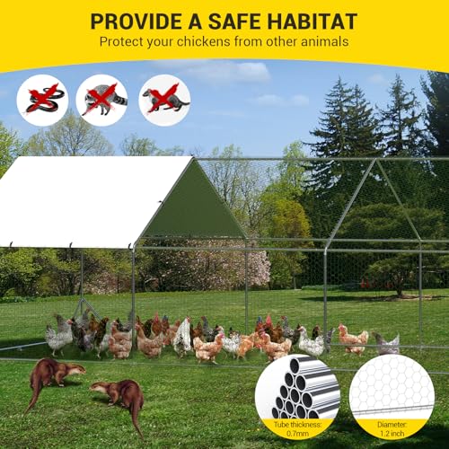 Large Metal Chicken Coop Walk-in Poultry Cage with Waterproof Cover, Double Lockable Doors X5588