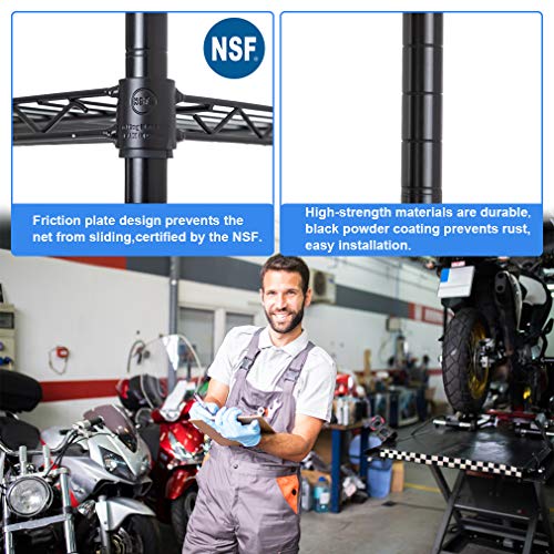 4 Tier NSF Wire Shelving Unit Heavy Duty Steel Storage Rack, Black X19089